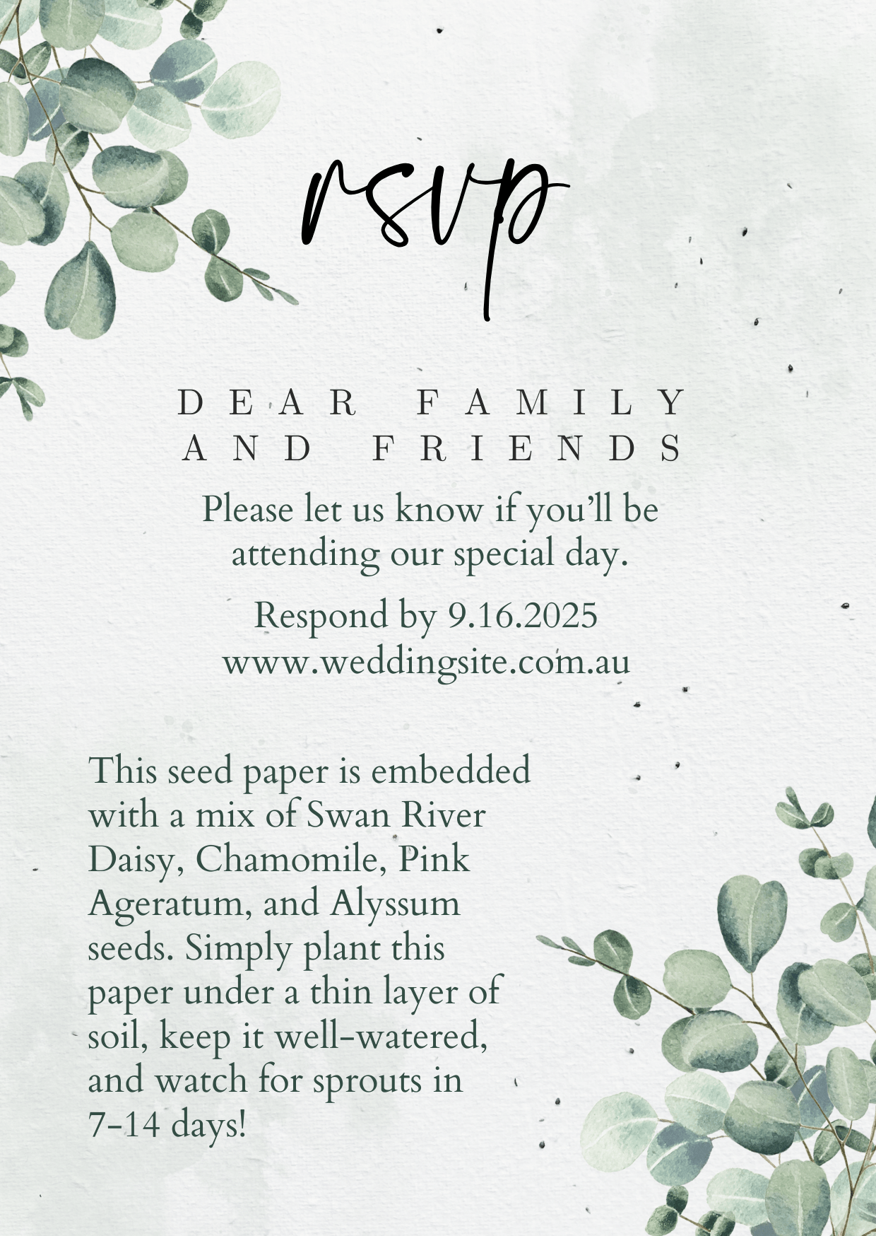 Botanical Garden Plantable RSVP Card | A6 Seed Paper 🌿💌 - Plantacard
