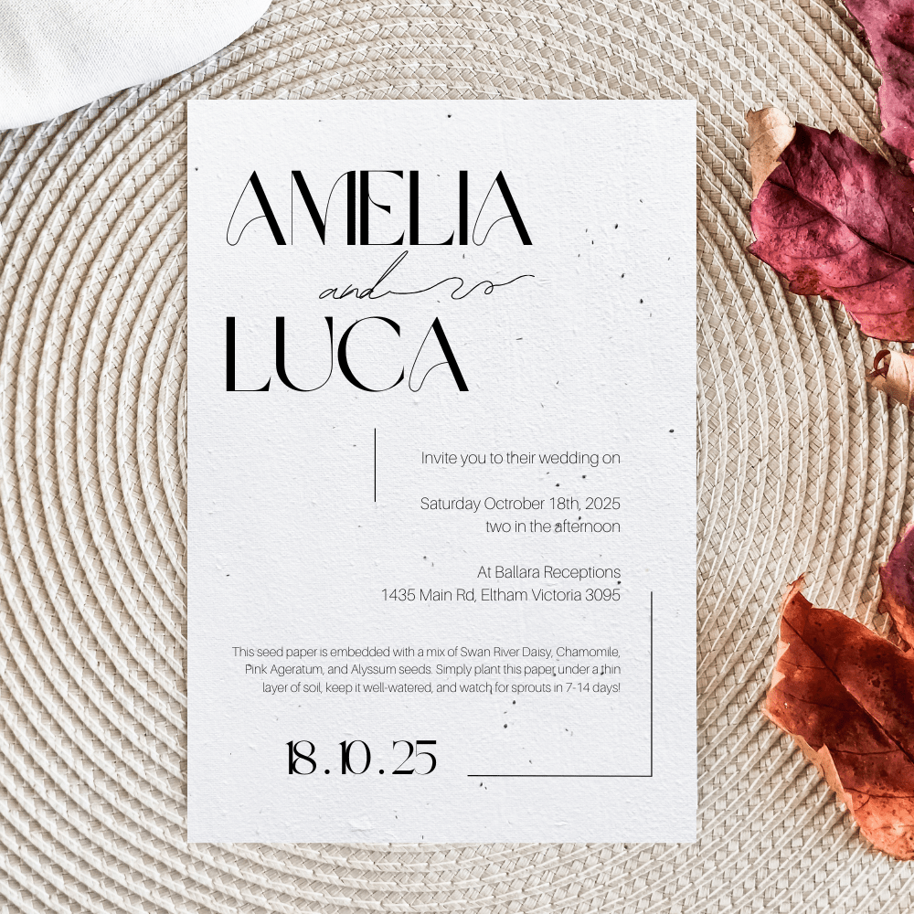 Simply Wed – Minimalist Plantable Wedding Invitation | A5 Seed Paper 🌿💍 - Plantacard