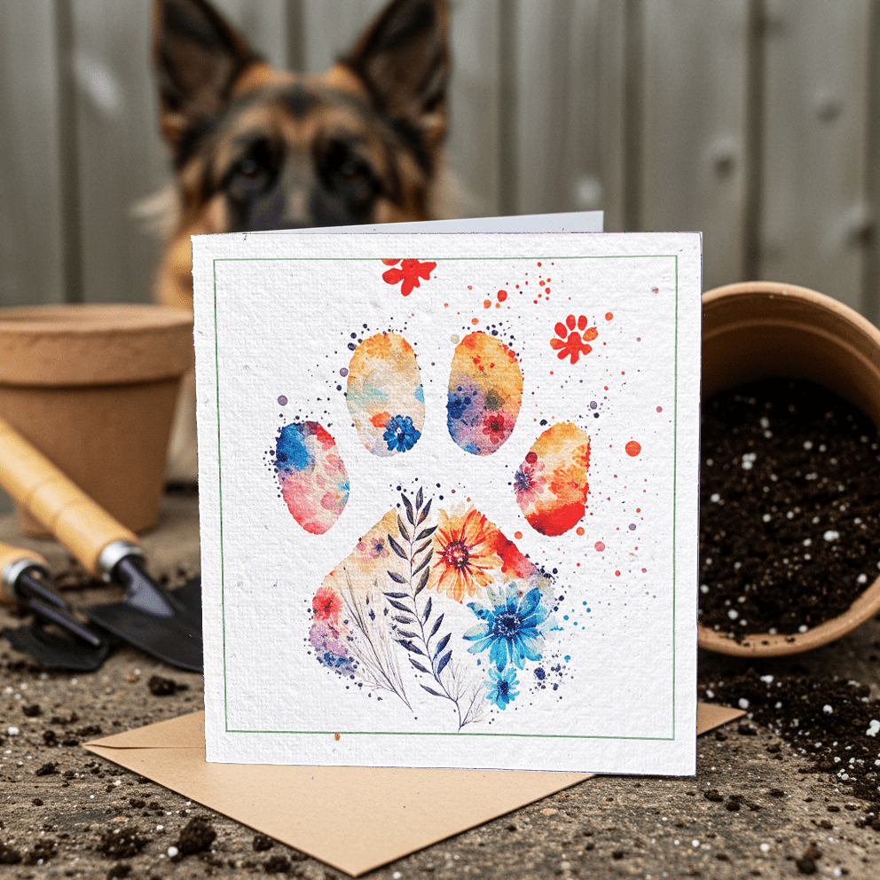 Floral Paw Plantable Card - Plantacard
