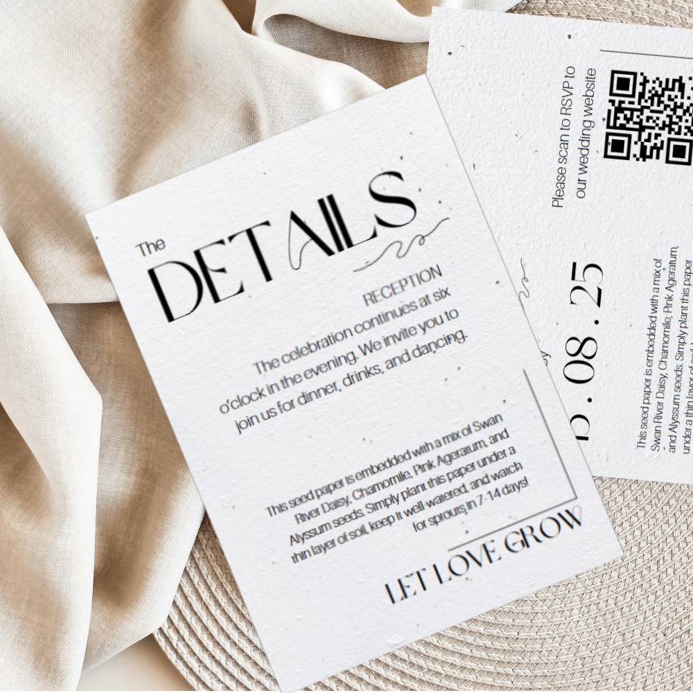 Simply Wed – Minimalist Plantable Info Card | A6 Seed Paper 🌿💌 - Plantacard