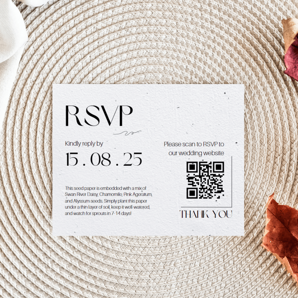 Simply Wed – Minimalist Plantable RSVP Card | A6 Seed Paper 🌿💌 - Plantacard