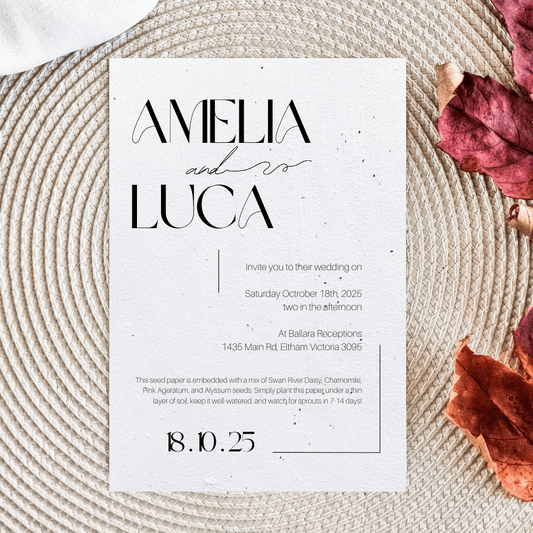 Simply Wed – Minimalist Plantable Wedding Invitation | A5 Seed Paper 🌿💍 - Plantacard