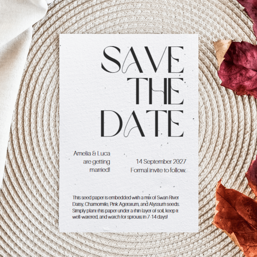 Simply Wed – Plantable Save The Date Card | A6 Seed Paper 🌿💍 - Plantacard